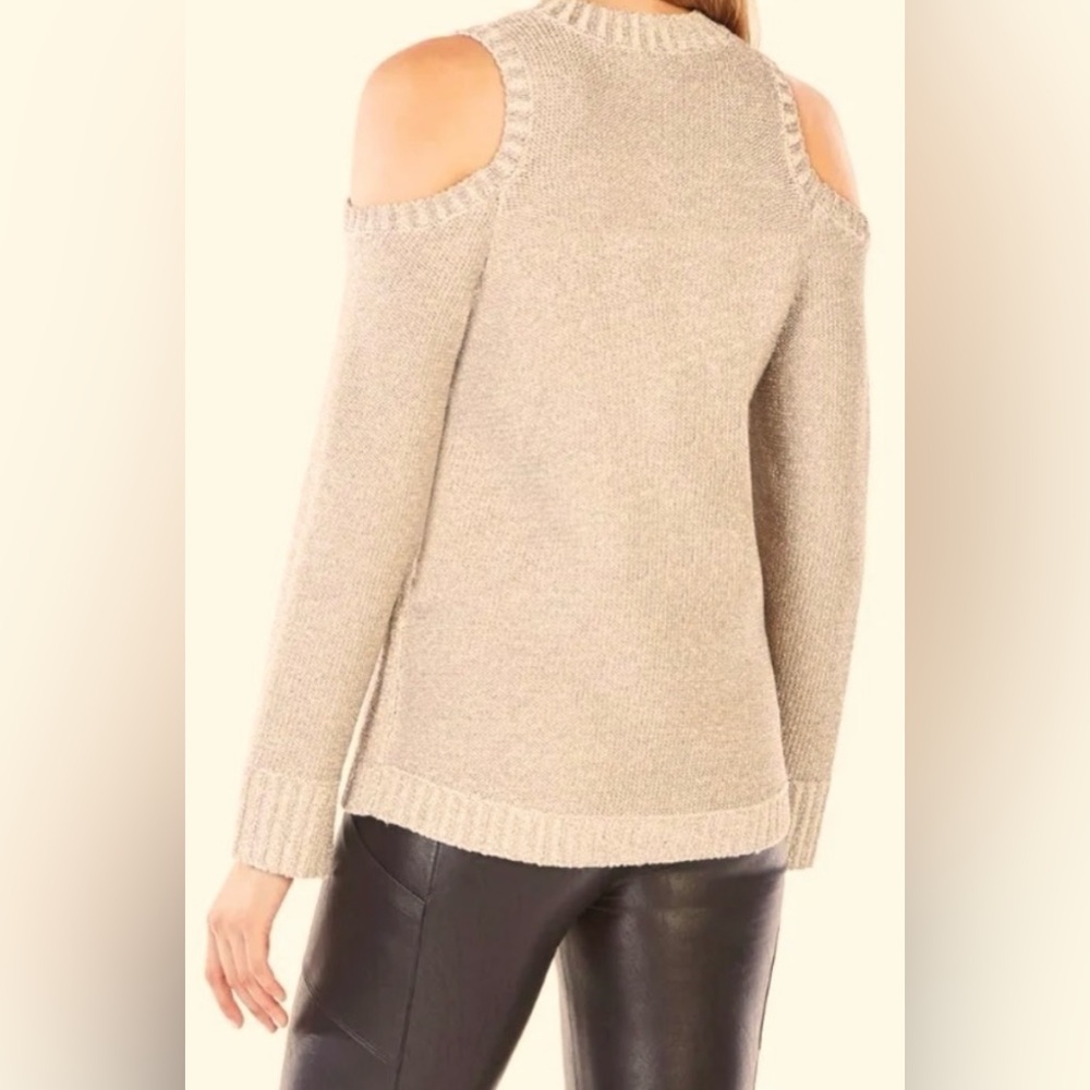 BCBG Max Azaria Women’s Cold Shoulder Metallic Cable Knit L/S Sweater-XS-EUC - Picture 9 of 16